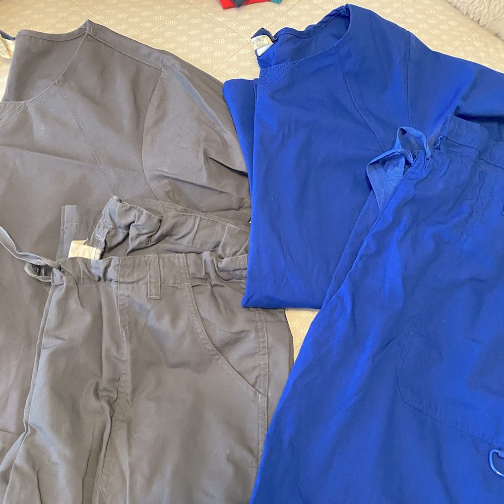 Pair of Cherokee Scrubs- Gray & Turquoise Set